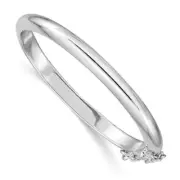 .925 Sterling Silver Rhodium Plated 4mm Polished Hinged Child's Bangle 5"