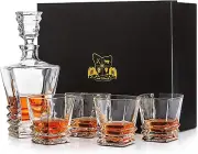 Van Daemon Whiskey Crystal Decanter (750ml) and Set of 4 Whiskey Glasses (300ml)