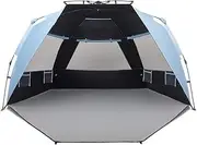 Easthills Outdoors Instant Shader Dark Shelter XL Beach Tent 99" Wide for 4-6 Person Sun Shelter UPF 50+ with Extended Zippered Porch Sky Blue