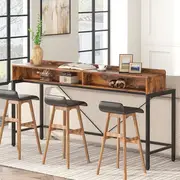 Tribesigns 70.9 Inch Extra Long Sofa Table with Storage 2-Tier Bar Height Console Couch Table Rustic Brown