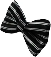 [Zasel] Boys Black With White Stripes Patterned Bow Tie Black, White