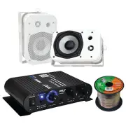 Pyle PFA330BT 2-Channel 90W Bluetooth AUX Amplifier,2x 5.25" 400W White Speakers