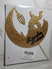 Premium Cake Topper Top Party Glitter Sparkle Ramanda Mubarak Gold Black