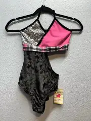 Oh La La Dancewear Leotard Child Medium NEW Sparkle Top And Velour On Bottom