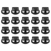 24Pcs Alloy Spring Cord Lock Ends Toggle for Shoelaces Black 17x15mm