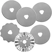 Tofficu Titanium-Plated Rotary Cutting Tool Blades Set 6pcs Fabric Cutting Blades Rolling Edge for Quilting Sewing