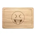 Tongue Out Eyes Shut Emoji Rectangular Wooden Chopping Board - Funny