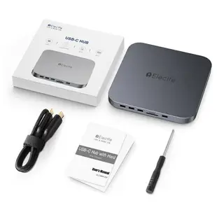 [2美國直購] Elecife USB-C 集線器 擴展塢 硬碟盒 適用Mac Mini M1 銀/灰 B08LTG15KV