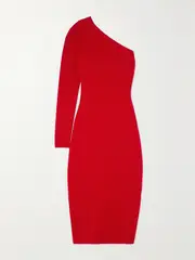 [Victoria Beckham] Victoria Beckham - Vb Body One-shoulder Stretch-knit Midi Dress - Red - 6 6 Red