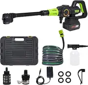 ROWNYEON Portable Cordless Pressure Washer, 1100PSI Pressure Washer with 4.0Ah Battery, Brushless Motor, 3 Levels Pressures, Foam Cannon & 6-in-1 Nozzle, for Car Yard Garden Cleaning (Black)