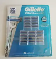 Gillette Mach3 Advanced Razor Blade Refill Cartridges - 20 Count - New /Open Box