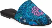 Natori Empress Floral Embroidered Mule Slippers Blue Harbor Multi *SZ 8 (7-7.5?)