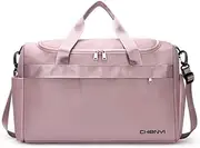 Large Capacity Travel Bag Portable Dry Wet Separation Fitness Bag Men's Diagonal Training Bag Fashion Yoga Bag-Lotus Root Color