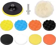 Mardatt 11Pcs 5" Car Foam Polishing Pad Kit Includes Sponge and Wool Wheel Polishing Waxing Pad Set, Suction Cup with M10 Drill Buffer Adapters for Car Polishing Buffing