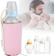 Portable Bottle Keep Warm, USB Travel Milk Heat Keeper, Storage Cover Insulation Thermostat, Bottle Warmer Portable Milk Travel Storage Insulation Thermostat (Pink)