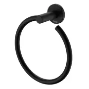 Fienza Guest Towel Holder Ring Round Plate Matte Black Kaya 82802MB