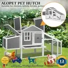 Alopet Chicken Coop Rabbit Hutch Large Wooden House Run Hatch Box Open Roof Grey