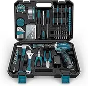Sundpey - Household Tool Set, 206 Pieces, Home Tool Set with 12V Cordless Drill, Portable Starter Tool Combo Kit - Box