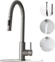 Brushed Stainless Steel Kitchen Sink Faucet with Pull down Sprayer Single Lever
