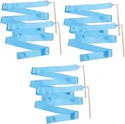 4 Pcs Rhythmic Ribbons Gymnastics Sticks Dance Ribbon Streamer Dance Equipment Twirling Rhythmic Ribbon Dancing Silk Ribbon Kids Dancing Streamers Bamboo No Knot Props Child
