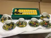 2 sets 24 pieces porcelain japan coffee espresso flower design cup plates set