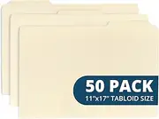 Blue Summit Supplies 11x17.5 Manila File Folders, Heavy Duty 14 PT Paper, for Prints, Plans, Drawings, Engineers, and Construction Organization, Bulk 50 Pack