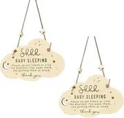 2 Pack Baby Sleeping Sign,Door Sign,Do Not Ring Doorbell Sign,English Signage,for Fathers Day, Christmas for New Dad or Mom, Expecting Dad or Mom