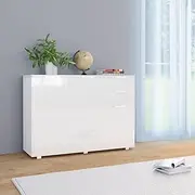 Buffet Sideboard, Kitchen Storage Cabinet, High Gloss White Side Cupboard 107x35x80.5 cm