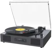 Record Player Bluetooth Turntable with Built-in Speaker, USB Recording Audio ...