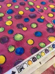 NEW COLORFUL Polka Dot CIRCLES on Deep PINK COTTON Fabric Quilt Weight BTHY 44"