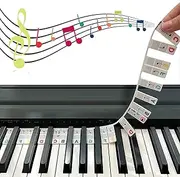 Hiieray Piano Keyboard Stickers 88 Full Size Removable & Removable Silicone Piano Key Note Labels, Piano Key Stickers for Kids Beginners Electronic Piano Accessory with Box,Rainbow