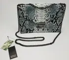 Badgley Mischka Snakeskin Vegan Leather Cross Body Purse Light Blue BM-4039 NWT
