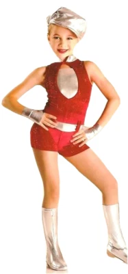 Root Beer Tag Child X-Small Dance Costume Red Unitard Includes Hat & Mitts
