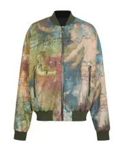 Balmain Painting-Printed Reversible Zipped Bomber Jacket FR48 Green