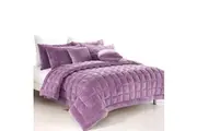 Augusta Faux Mink Quilt / Comforter Set Lilac Super King
