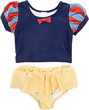 [Little Adventures] Child Snow White Princess Two-Piece Swimsuits UPF 50 Double-Lined Machine Washable Soft Spandex Nylon Blend