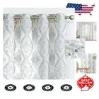 Boho Embroidered Leaf Linen Blend Curtains - Light Filtering, 96"x50" (Set of 2)