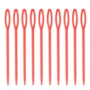 90pcs Plastic Sewing Needles, 9cm Large Eye Blunt Learning Needles, Red