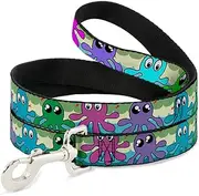 Buckle-Down Pet Leash - Octopus Cartoon - 4 Feet Long - 1" Wide
