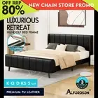 ALFORDSON Bed Frame Queen Double King Single Size Wingback Black Leather