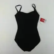 Capezio Leotard Womens Large Black Cami Built In Bra Tek Sleeveless Dancewear