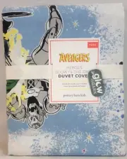 NWT POTTERY BARN KIDS AVENGERS HEROES GITD TWIN 100% ORGANIC COTTON DUVET COVER