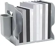 Decorative Bookends, Adjustable Book Holders with Pen Holder, Reusable School Supplies, Heavy Duty Storage Rack for Home, Studio, School