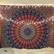Indian Hippie Bohemian Psychedelic Peacock Mandala Wall Hanging Bedding Tapes...