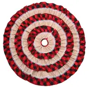 116cm Christmas Ruffle Burlap Tree Skirt w Lace Red Black Buffalo Check Decor