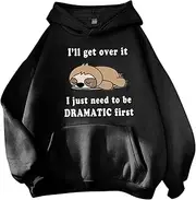 [Generic] Women Lightweight Crew Neck Pullover Relaxed Fit Tops Hooded Sweatshirt Women Hoodie Pullover Tops Ladies Tall Sweatshirts for Teen Girls Vintage Pullover