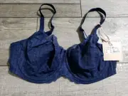 Panache Women's Envy Balconnet Bra 38DD, Underwire Full Cup, Navy 7285