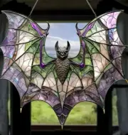 Acrylic Bat Suncatcher Halloween Stained Glass | Colorful Light Catcher for Home