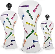 Golf Headcovers,Golf Driver Covers Fairway Wood Cover Hybrid Cover Utility Covers Leather Golf Wood Headcovers Golf Club Covers for Titleist Callaway Taylormade