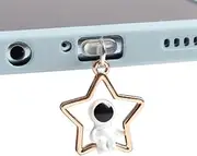 Dust Plug Charm Cute Astronaut Earphone Jack Stopper Cap Pendant Anti Dust Plug Kawaii USB Type-C Plug for iPhone Charge Port